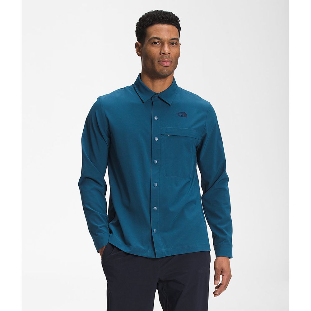 The North Face Long Sleeve Mens Australia - The North Face First Trail Blue (DBG-489206)